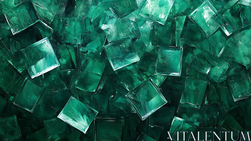 Abstract green glass squares pattern in modern digital art style.