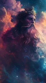 Nebula-crowned star king drifts in luminous cosmic twilight