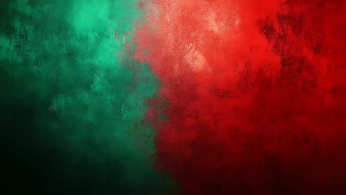 Warm red and cool green meet in a softly blended glow.