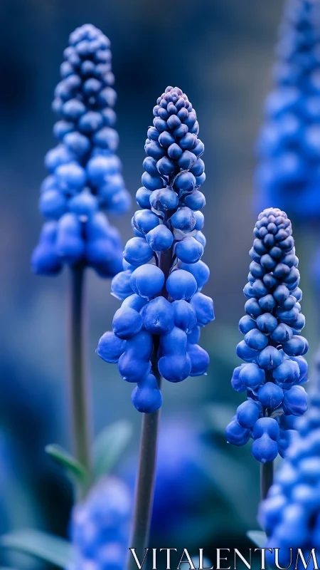 Grape Hyacinth Racemes in Sharp Tonal Focus.