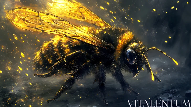 Luminous Macro Honeybee in Dramatic Chiaroscuro Digital Painting.