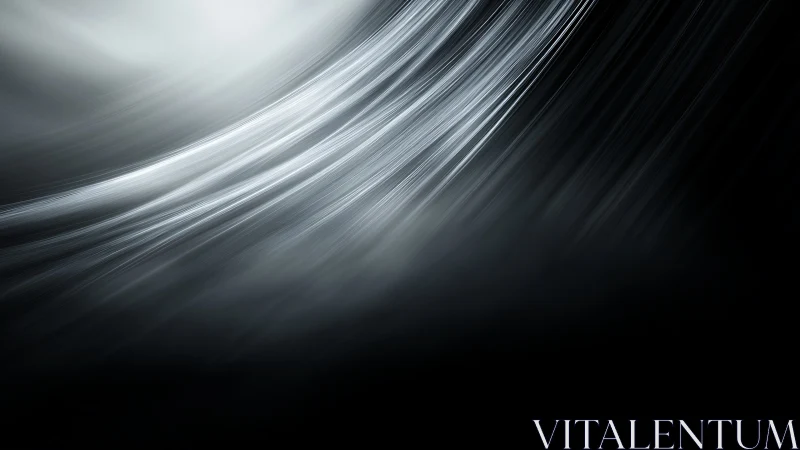 Silver light trails curve through a deep shadowed void.