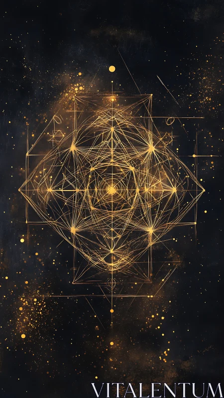 Luminous geometric network forms radiant sacred-geometry lattice