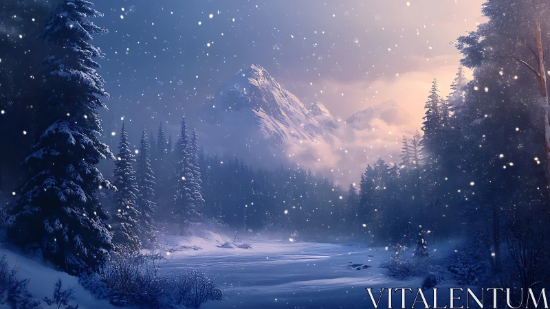 Snowlit mountain forest invites a calm winter daydream