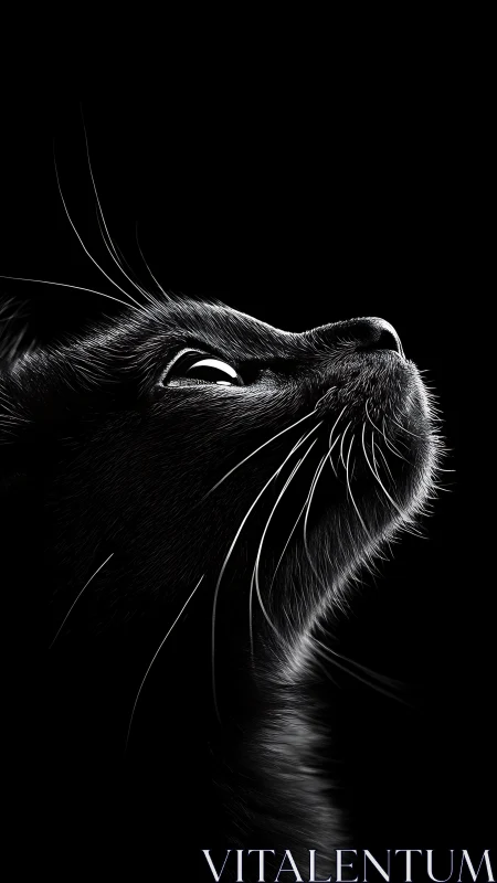 Feline Wonder: A Cat's Curious Gaze Upward