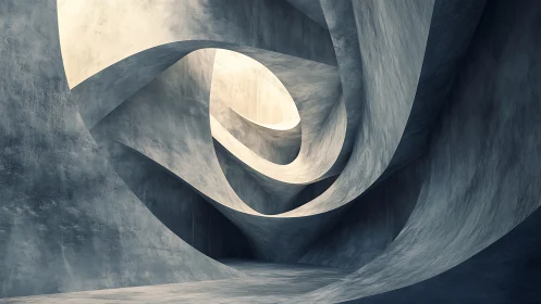 Monumental Concrete Spiral. Modernist Architecture Study.