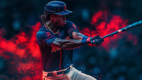 Electric baseball swing captures powerful game day energy