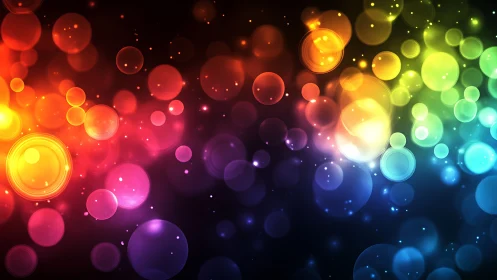 Glowing rainbow bubbles drifting through a dreamy night.