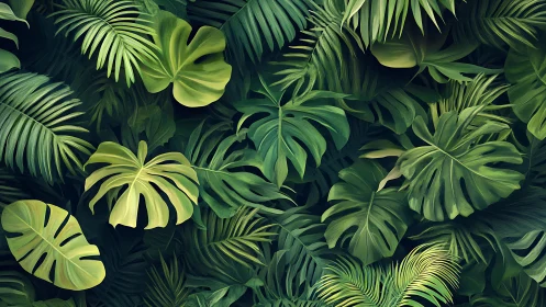 lush jungle leaves weave a dreamy green forest tapestry.