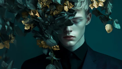 Dreaming in teal leaves and quiet golden blossoms.