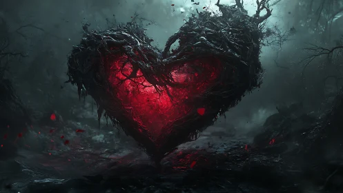 Luminescent Heart Structure With Organic Decay and Volumetric Atmospheric Rendering