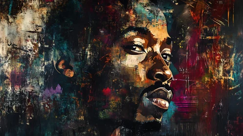 Portrait in fractured color explores strength and introspection.