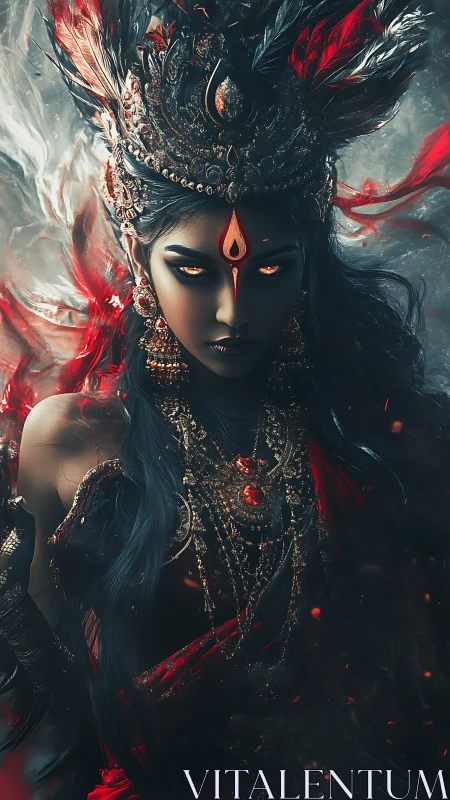 Ember crowned goddess burns through the storming twilight veil