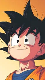 Spiky-haired boy grinning into a sunrise of bold courage.