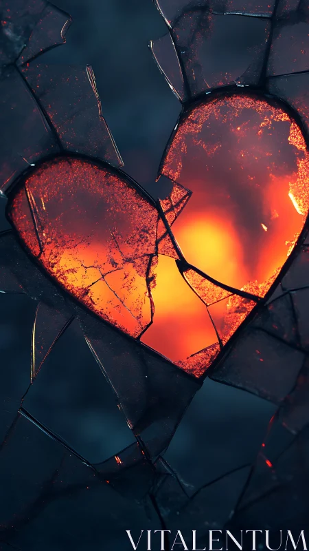 Fractured Heart Burning: A Digital Inferno of Passion and Pain.