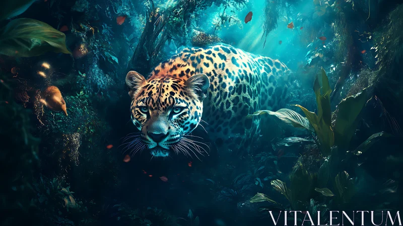Jaguar in Submerged Jungle Sanctuary.