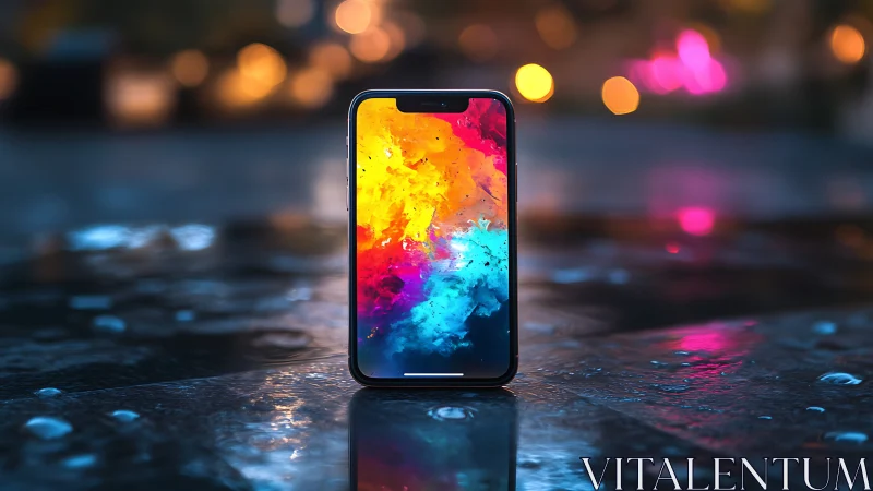 Vibrant liquid dreams burst through glass-bound device