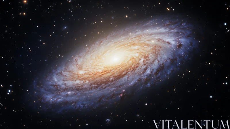 Spiral galaxy whirlpool blazing quietly in deep velvet night.