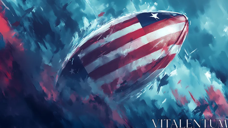 American football rendered as dynamic patriotic comet form