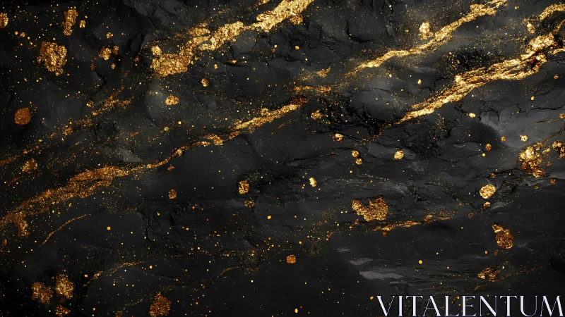 Black textured surface is intersected by irregular gold streaks