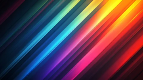 Digital painting of prismatic diagonal light bands composition.