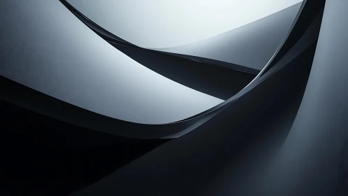 Sleek Abstract Metallic Curves in Minimalist Digital Art Style.