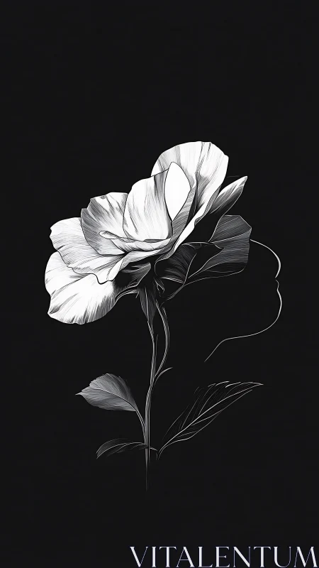 Monochrome Bloom: A Rose's Elegant Silhouette Dance.