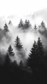Misty Forest Dreams in Monochrome.