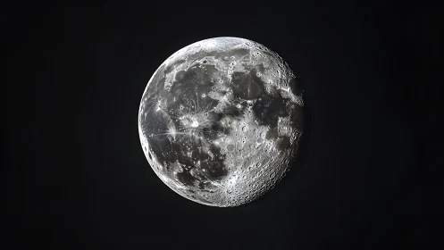 Lunar surface in high-contrast telescopic monochrome study.