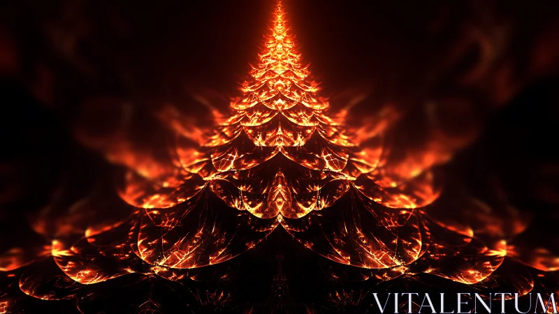 Fiery fractal tree rising through glowing ember waves.