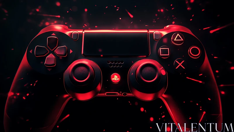 Neon-Lit Gaming Controller With Particle Explosion.