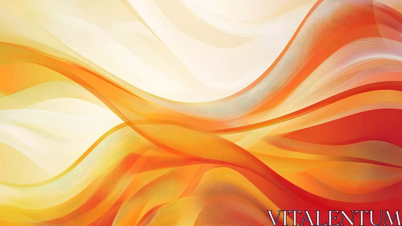 Sunlit gradient waves in flowing orange vector ribbons.