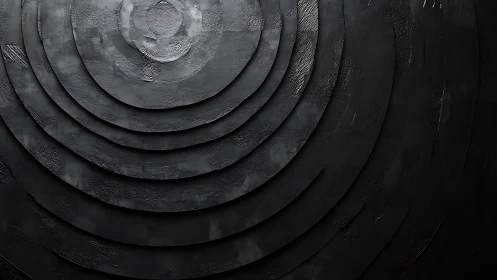 Concentric black textured circles form layered radial surface