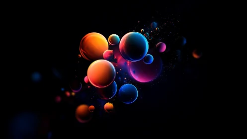 Spectral spherical cluster rendered with high contrast rim lighting