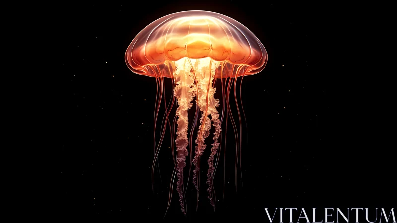 Luminous cosmic jellyfish drifting like a lantern in space.