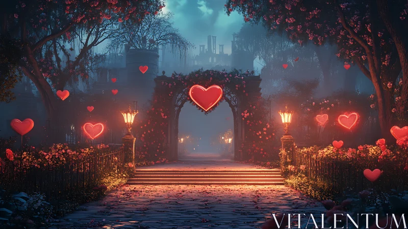 Glowing Hearts Garden: Digital Fantasy Valentine's Gateway