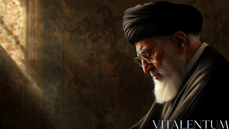 Gentle light rests on an elderly man in quiet reflection