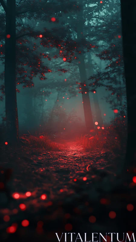 Crimson Wanderer Lost in Ember-Lit Forest Mystery.