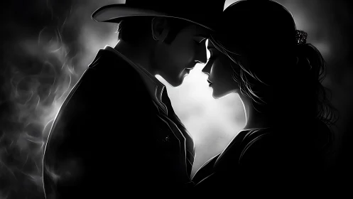 Smoke-Shrouded Cowboy Confession: Silhouettes in Noir.