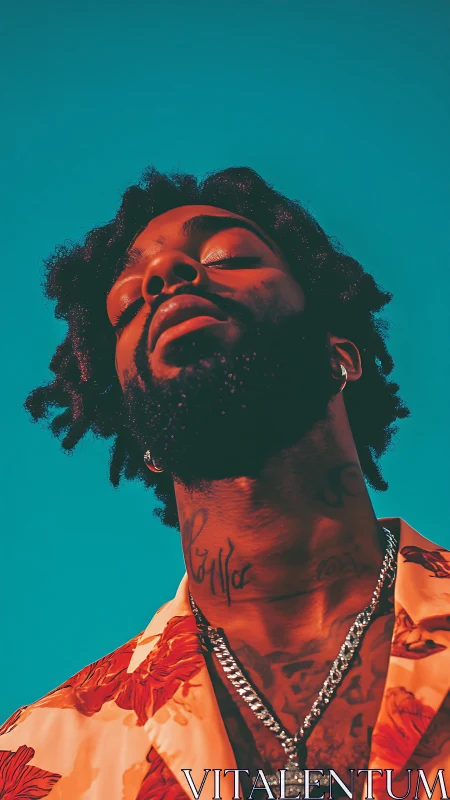 Portrait of a serene man soaking in warm tropical sunlight