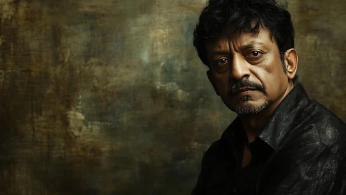 Thoughtful middle-aged man in warm, moody portrait light.