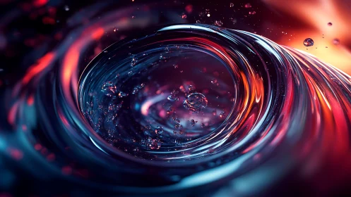 Chromatic liquid vortex with suspended micro droplets.