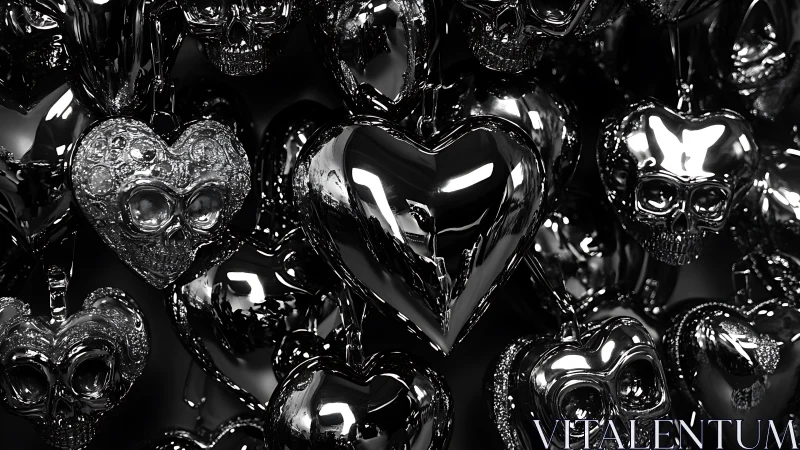 Monochromatic Glass Heart Forms: Reflective Sculptural Composition.