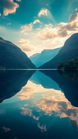 Mirror-still fjord gateway catching cotton sky echoes.