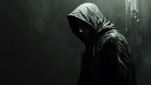 Hooded figure lingering in shadows with quiet, moody tension.