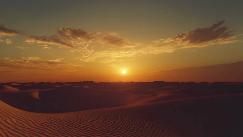 Sunset hush over rolling desert dunes in embered stillness.