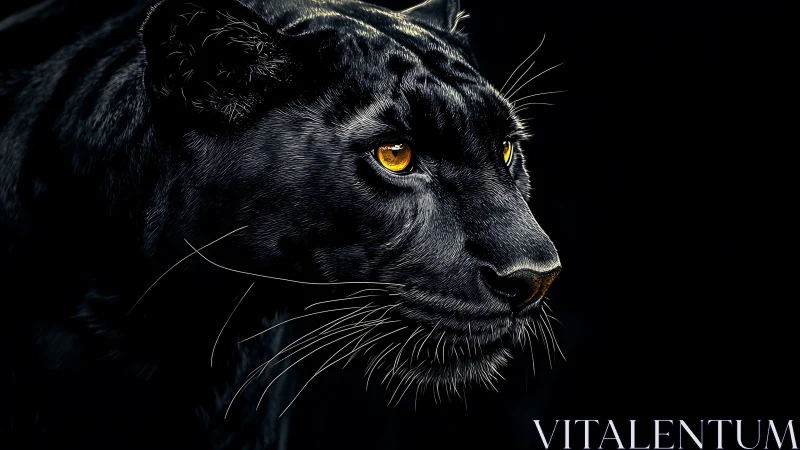 Golden Eyes Pierce Midnight's Silent Jungle Gaze