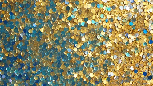 Shimmering Blue and Gold Glitter Confetti Abstract Background.