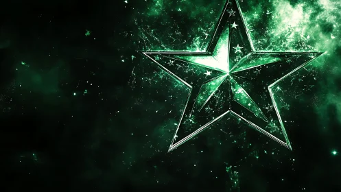 Radiant emerald star glows boldly in a deep cosmic sky