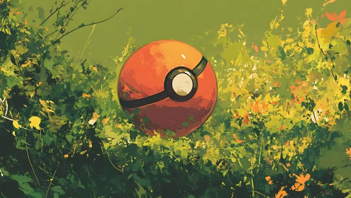 Red capture sphere hovers above dense sunlit forest floor